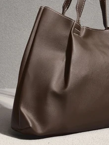 NobleVue 2026 Spring New Arrival High-End Fashion Pleated Large Capacity Tote Bag With Scarf, Luxury Versatile Shoulder Handbag,Business Professional Women - Coffee Brown - View 4
