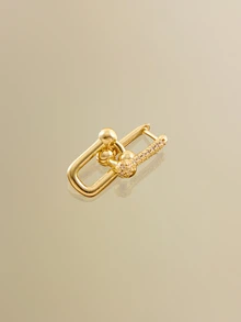 NobleVue 1只U型马蹄形铜镶嵌锆石闪亮耳环，适合女性日常佩戴，节日礼物 - 耳環 - 查看 3