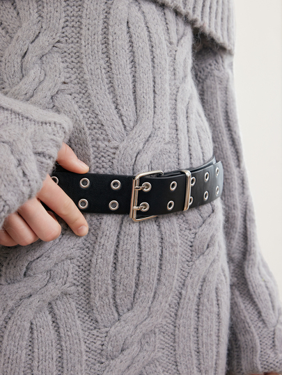 Okurime. 1pc Women's Autumn/Winter Velvet Double-Breasted Punk Style Belt Fall, Autumn, Halloween