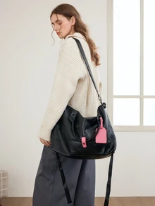 Okurime. Fashion Embossed PU Soft Leather Large Capacity Travel Bag/Handbag, Multi-Pocket Luggage Bag, Convenient Hand-Carried Gym Bag - Multicolor - View 3