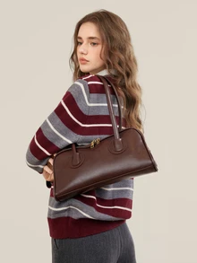 Okurime. Vintage Underarm Fashion Baguette Shoulder Handbag, High-End Quality, Niche Customized Fashion Handbag - Coffee Brown - View 1