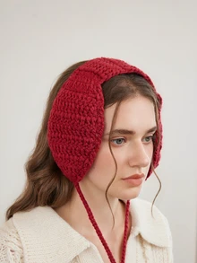 Okurime. 1pc Winter Earmuff For Women, Korean Version, Cute Furry Ear Warmer Suitable For Students Ideal Gift For Christmas And Valentine'S Day - Burgundy - View 4