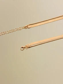 NobleVue A Set Of Retro Double-Layer Snake Bone Chains, Flat Chains, And Personalized Layered Women's Collarbone Chains - Gold - View 3