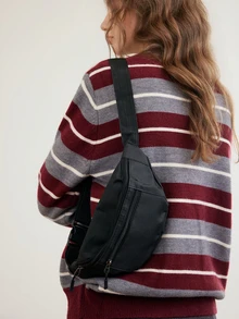 Okurime. Medium Fanny Pack Zip Front Waterproof Release Buckle Design, Preppy Bum Bag For The First Day Of School , Beach - Black - View 4