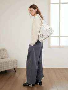 Okurime. Large Capacity, Waterproof, Lightweight, Portable, Classic, Casual Fashionable, Minimalist 1pc 2023 New Fashion Korean Style - White - View 2