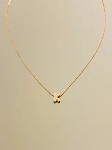 NobleVue Dây chuyền chữ cái bong bóng mạ vàng 14K, dây chuyền mặt chữ cái A-Z tinh xảo - Dây chuyền vàng hình hộp, 26 chữ cái. - Xem 2