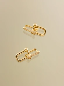 NobleVue 1只U型马蹄形铜镶嵌锆石闪亮耳环，适合女性日常佩戴，节日礼物 - 耳環 - 查看 2