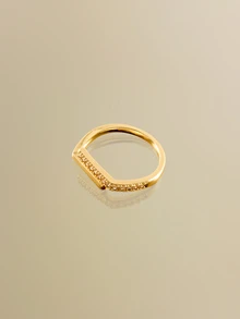 NobleVue Women Elegant Rhinestone Decor Ring - Yellow Gold - View 1