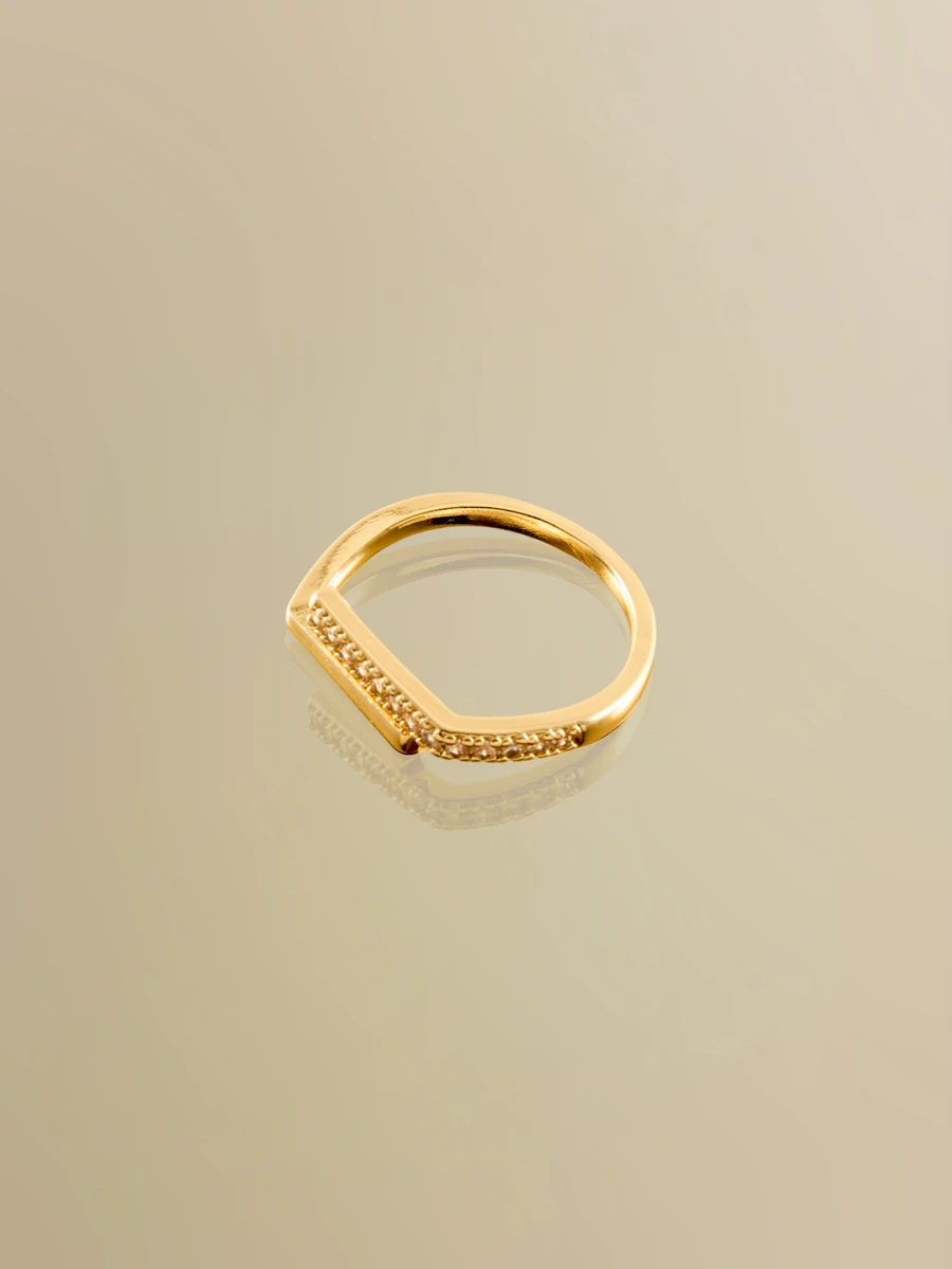 NobleVue Women Elegant Rhinestone Decor Ring - Yellow Gold - View 1