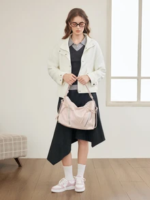 Okurime. Bowknot Backpack For Women, Fashionable Korean Style Tote Bag With Large Capacity, Suitable For Traveling, Walking And Shopping ,Pink Bag - Pink - View 2