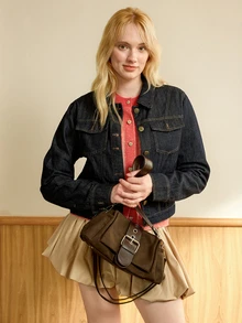 Hatastic New Vintage Fashion Square Bag, Metal Buckle Decoration, Flap Opening Shoulder Bag. Adjustable Long Strap - Coffee - View 4