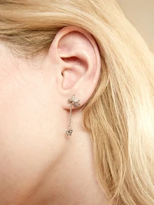 Hatastic 1 Pair Of Star & Butterfly Tassel Earrings For Women, Fashionable, Luxurious, Elegant,  Events And Parties - Silver - View 2