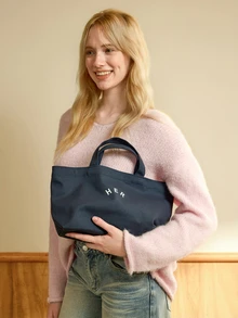 Hatastic Casual Minimalist Letter Canvas Tote Bag, Solid Color Handbag, Students, Office Workers, Shopping And Outings - Royal Blue - View 3