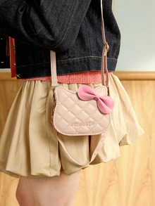 Hatastic 2026 Early Spring New Arrival Cute Bow Plaid Contrast Color Women's Small Square Shoulder Bag, Kawaii - Pink - View 4