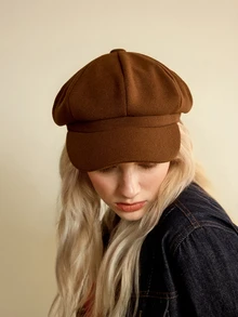 Hatastic Solid Baker Boy Cap - Coffee Brown - View 1