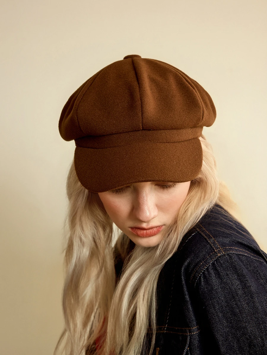 Hatastic Solid Baker Boy Cap - Coffee Brown - View 1
