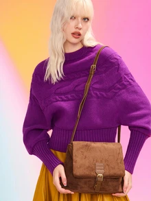 Trivaya Tas Selempang Warna Polos Kapasitas Besar, Modis dan Serbaguna, Sempurna untuk Pertunjukan Denim Rodeo dan Acara Tahun Baru - Coffee Brown - View 1
