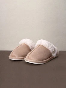 Hatastic Nya förtjockade ullfleece-tofflor, varma och bekväma inomhustofflor för män och kvinnor - Aprikos - Visa 3