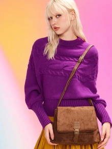 Trivaya Tas Selempang Warna Polos Kapasitas Besar, Modis dan Serbaguna, Sempurna untuk Pertunjukan Denim Rodeo dan Acara Tahun Baru - Coffee Brown - View 4