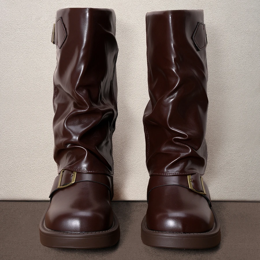 Hatastic Style With Tops,Women's Fashion Ankle Boots, New Design With Buckle, European And American Chunky Heel Thick Sole - Brown - View 1