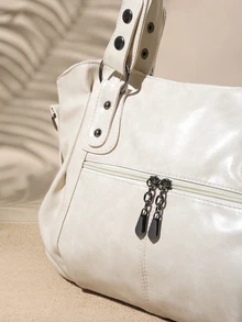 Tropiscape Vintage Minimalist Large Capacity Fashion Student Office Commute Tote Bag - Beige - View 5