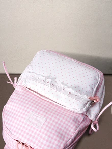 Hatastic 3pcs Set Contrast Color Star Decor School Bookbag, Multi-Compartment, Kawaii Aesthetic, Travel, Shopping, Vacation, Japanese Style, Back To School - Pink - View 4