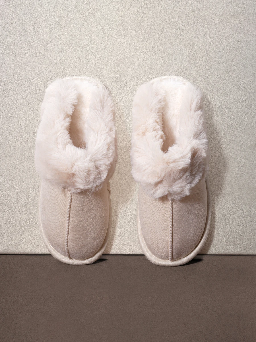 Hatastic New Thickened Wool Fleece Slippers, Warm And Comfortable Indoor Slip-On Slippers For Men And Women - Beige - View 1