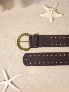 Tropiscape 1pc Women's Dark Western Style Heavy Studded Wide Waist Belt - Coffee - View 3