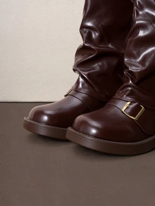 Hatastic Style With Tops,Women's Fashion Ankle Boots, New Design With Buckle, European And American Chunky Heel Thick Sole - Brown - View 5