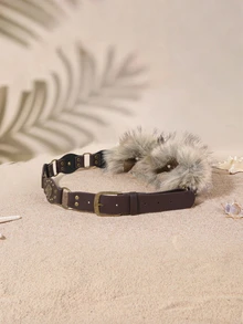 Tropiscape 1 chiếc thắt lưng nữ da PU màu nâu phong cách Vintage Western đính đinh tán, thắt lưng PU màu cà phê thời trang phối lông thú nhân tạo quyến rũ, thiết kế độc đáo - Cà phê - Xem 1