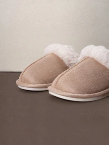 Hatastic Nya förtjockade ullfleece-tofflor, varma och bekväma inomhustofflor för män och kvinnor - Aprikos - Visa 4