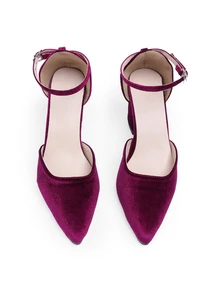 Rylithe Women's Summer New Comfortable Fashion Non-Slip Breathable Chunky Heel High Heels, Women's High Heel Sandals Closed Toe Sandals - Burgundy - View 2