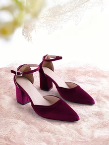 Rylithe Women's Summer New Comfortable Fashion Non-Slip Breathable Chunky Heel High Heels, Women's High Heel Sandals Closed Toe Sandals - Burgundy - View 1