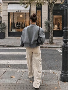 Women Fall Fashion Casual Gray Loose Long Sleeve Short Jacket For Office Work Going Out Vacation Daily - Grey - View 3