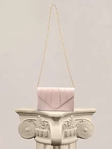 Rylithe Tas Clutch Malam Wanita Beludru Beige, Tas Tangan Pesta Formal dengan Tali Rantai yang Dapat Dilepas, Perlengkapan Pernikahan, Pengantin - Aprikot - View 1