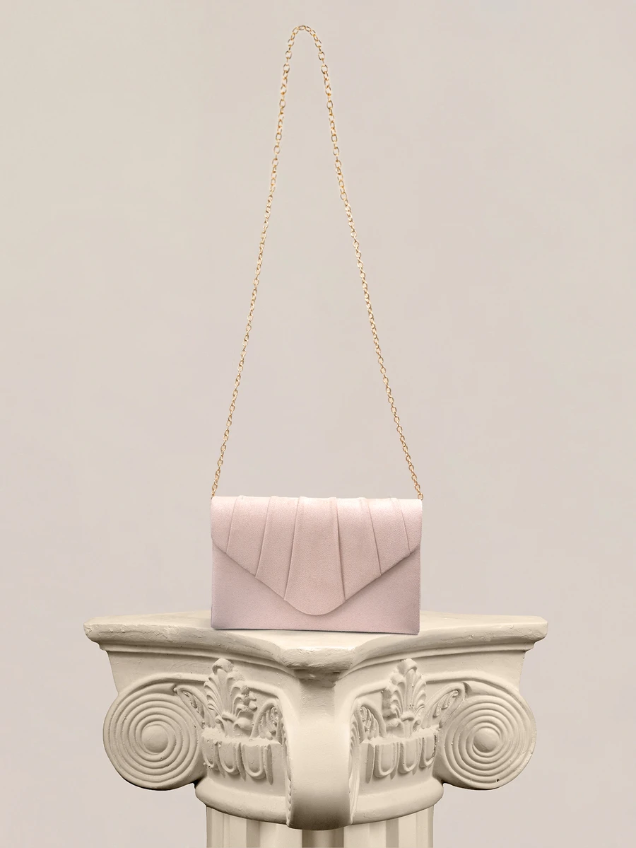 Rylithe Tas Clutch Malam Wanita Beludru Beige, Tas Tangan Pesta Formal dengan Tali Rantai yang Dapat Dilepas, Perlengkapan Pernikahan, Pengantin - Aprikot - View 1