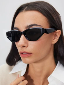 Avansion Cat Eye Small Frame Retro Sunglasses, Full Frame Stylish Shades For Sports And Festivals - Black and Gray - View 2