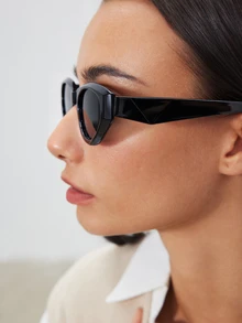 Avansion Cat Eye Small Frame Retro Sunglasses, Full Frame Stylish Shades For Sports And Festivals - Black and Gray - View 4