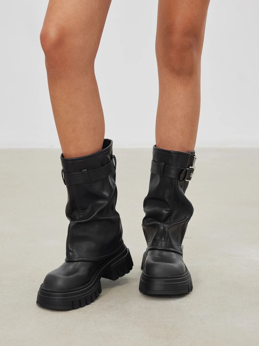 Avansion 2025 New Thick Sole Platform Flared Leg Boots For Women, Autumn Retro Brown Short Knight Boots,Y2k Shoes - Black - View 1