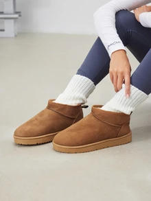Avansion Go With Sweatpants, Women Winter New Brown Versatile Comfortable Slip-On Snow Boots, Warm Thickened - Brown - View 3