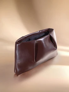 Etoivie New Spring/Summer Fashion Solid Color Clutch, Pleated Cloud Bag, Casual Envelope Bag, Cosmetic Bag, Travel Accessory Bag, Liner Bag - Coffee - View 5