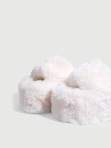 DareSee Fall/Winter Women Minimalist Single Band Home Slippers, Fashion White Bedroom Slippers,Halloween,Fluffy Slippers - Beige - View 4