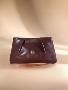 Etoivie New Spring/Summer Fashion Solid Color Clutch, Pleated Cloud Bag, Casual Envelope Bag, Cosmetic Bag, Travel Accessory Bag, Liner Bag - Coffee - View 3
