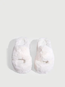 DareSee Fall/Winter Women Minimalist Single Band Home Slippers, Fashion White Bedroom Slippers,Halloween,Fluffy Slippers - Beige - View 2