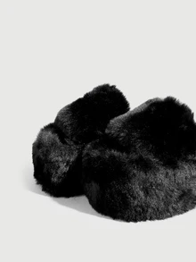DareSee Women's Fashion Platform Slippers, Autumn/Winter New Thick Bottom Fluffy Slippers - Black - View 4