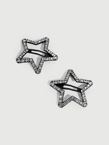 DareSee 2pcs Women's Fashion Elegant Rhinestone Star, Heart, Cloud Geometric Hair Clips, Suitable For Daily, Festivals, Parties - Multicolor - View 3
