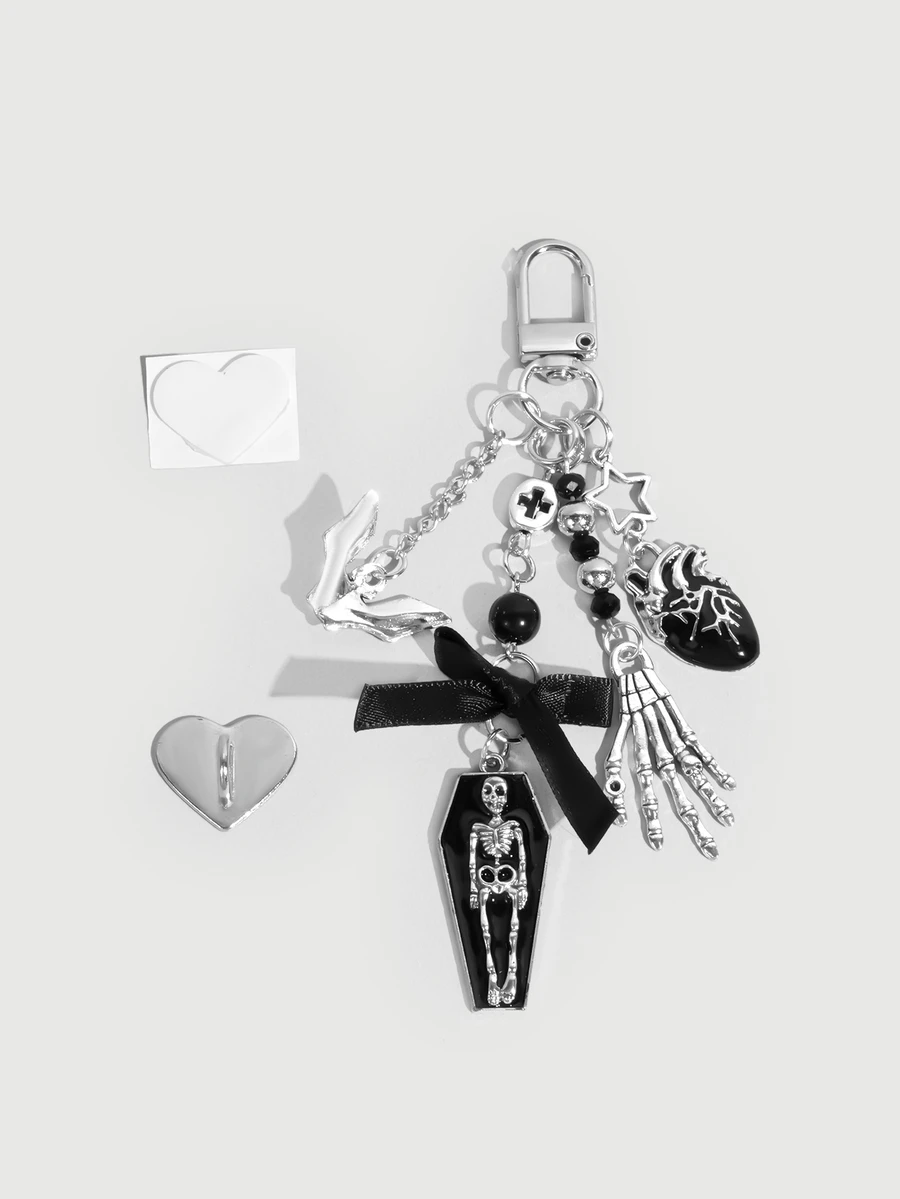 DareSee 1pc Dark Sweet Cool Personalized Bat Coffin Skull Handheld Keychain Bag Charm Accessory, Handbag Pendant - Multicolor - View 1