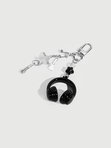 DareSee 1pc Unisex INS Style Music Headphone Keychain, Mini Microphone Guitar Music Note Charm, Phone Strap Bag Charm, Music Lover Gift - Multicolor - View 3