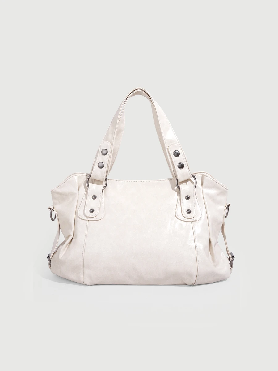 DareSee Vintage Minimalist Large Capacity Fashion Student Office Commute Tote Bag, Christmas Gift - White - View 1