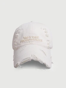 DareSee Distressed Baseball Cap Women, Letter Embroidery, Wide Brim, Soft Crown, Sun Hat, Fashion Versatile - Hole - View 2